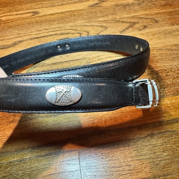 Men's top grain black Leather golf Belt - Picture 1 of 5